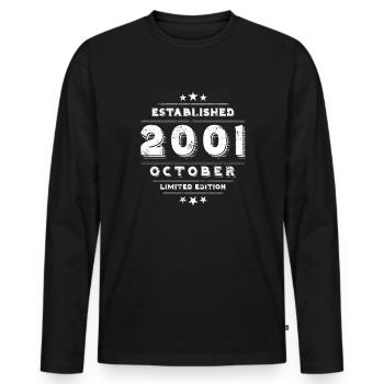 Anniversaire en Octobre 2001 - Octobre - T-shirt manches longues Premium bio Homme - noir - Devant - Nico (187cm)