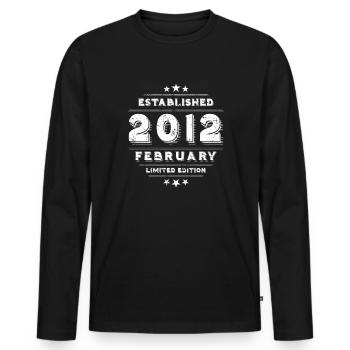 Birthday in February 2012 - February - Men's Premium Organic Long Sleeve Shirt - black - Front - Nico (187cm)