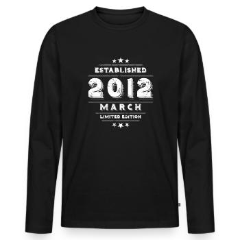 Anniversaire en Mars 2012 - Mars - T-shirt manches longues Premium bio Homme - noir - Devant - Nico (187cm)