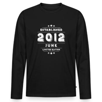 Birthday in June 2012 - June - Men's Premium Organic Long Sleeve Shirt - black - Front - Nico (187cm)