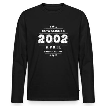 Birthday in April 2002 - April - Men's Premium Organic Long Sleeve Shirt - black - Front - Nico (187cm)