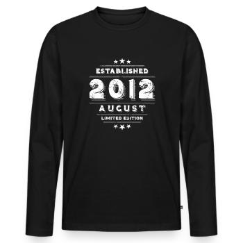 Birthday in August 2012 - August - Men's Premium Organic Long Sleeve Shirt - black - Front - Nico (187cm)