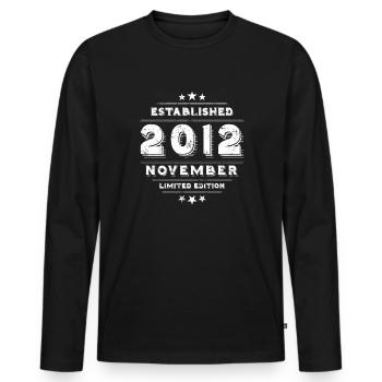 Birthday in November 2012 - November - Men's Premium Organic Long Sleeve Shirt - black - Front - Nico (187cm)