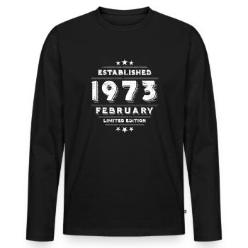 Anniversaire en février 1973 - février - T-shirt manches longues Premium bio Homme - noir - Devant - Nico (187cm)