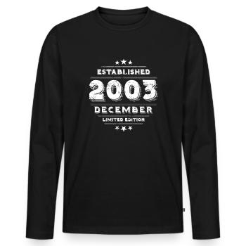 Birthday in December 2003 - December - Men's Premium Organic Long Sleeve Shirt - black - Front - Nico (187cm)