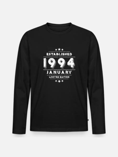 Anniversaire en Janvier 1994 - Janvier - T-shirt manches longues Premium bio Homme - noir
