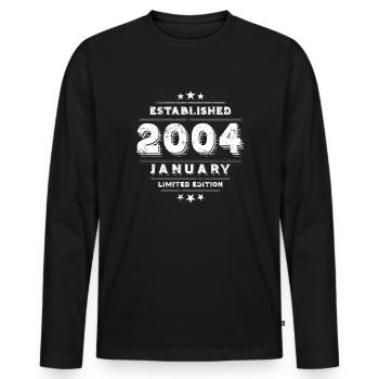Anniversaire en Janvier 2004 - Janvier - T-shirt manches longues Premium bio Homme - noir - Devant - Nico (187cm)