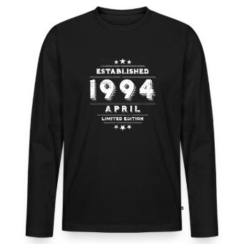 Geburtstag im April 1994 - April - Männer Premium Bio Langarmshirt - Schwarz - Vorne - Nico (187cm)