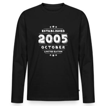 Geburtstag im Oktober 2005 - October - Männer Premium Bio Langarmshirt - Schwarz - Vorne - Nico (187cm)