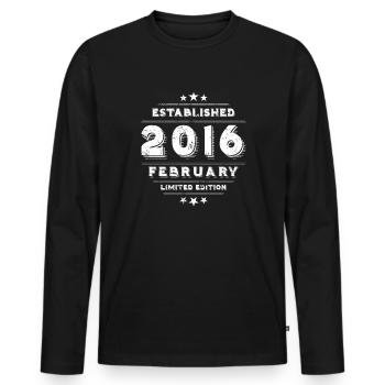 Birthday in February 2016 - February - Men's Premium Organic Long Sleeve Shirt - black - Front - Nico (187cm)