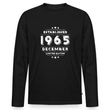 Anniversaire en décembre 1965 - décembre - T-shirt manches longues Premium bio Homme - noir - Devant - Nico (187cm)
