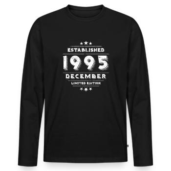Anniversaire en décembre 1995 - décembre - T-shirt manches longues Premium bio Homme - noir - Devant - Nico (187cm)