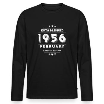 Anniversaire en février 1956 - février - T-shirt manches longues Premium bio Homme - noir - Devant - Nico (187cm)