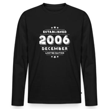 Geburtstag im Dezember 2006 - December - Männer Premium Bio Langarmshirt - Schwarz - Vorne - Nico (187cm)