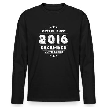 Birthday in December 2016 - December - Men's Premium Organic Long Sleeve Shirt - black - Front - Nico (187cm)