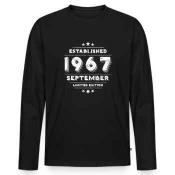 Birthday in September 1967 - September - Men's Premium Organic Long Sleeve Shirt - black - Front - Nico (187cm)