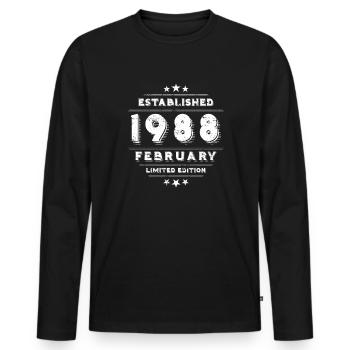 Geburtstag im Februar 1988 - February - Männer Premium Bio Langarmshirt - Schwarz - Vorne - Nico (187cm)