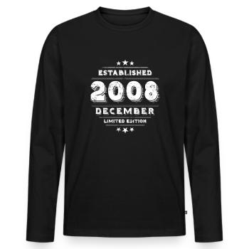 Geburtstag im Dezember 2008 - December - Männer Premium Bio Langarmshirt - Schwarz - Vorne - Nico (187cm)