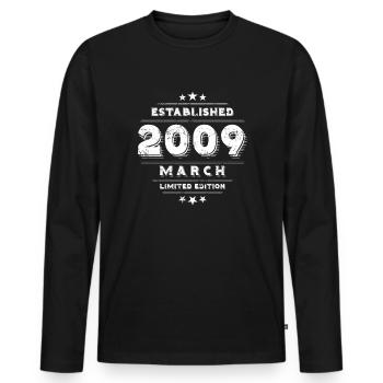 Birthday in March 2009 - March - Men's Premium Organic Long Sleeve Shirt - black - Front - Nico (187cm)