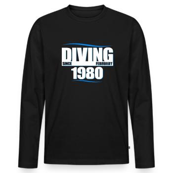 Diver Birthday - Diving since February 1980 - Men's Premium Organic Long Sleeve Shirt - black - Front - Nico (187cm)