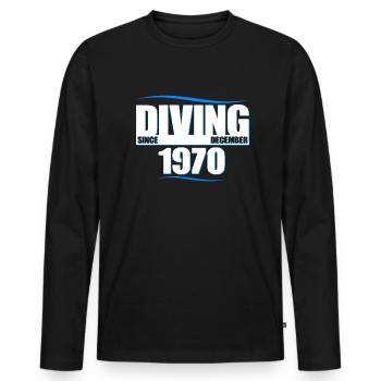 Diver Birthday - Diving since December 1970 - Men's Premium Organic Long Sleeve Shirt - black - Front - Nico (187cm)