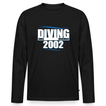 Diver Birthday - Plongée depuis novembre 2002 - T-shirt manches longues Premium bio Homme - noir - Devant - Nico (187cm)