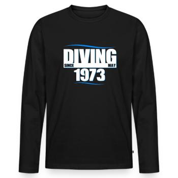 Diver Birthday - Diving since May 1973 - Men's Premium Organic Long Sleeve Shirt - black - Front - Nico (187cm)