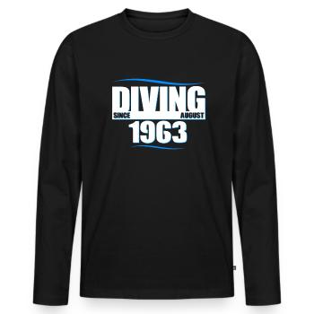 Diver Birthday - Diving since August 1963 - Men's Premium Organic Long Sleeve Shirt - black - Front - Nico (187cm)