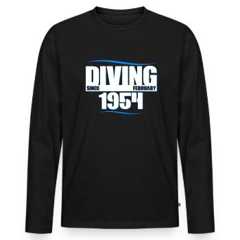 Diver Birthday - Diving since February 1954 - Men's Premium Organic Long Sleeve Shirt - black - Front - Nico (187cm)