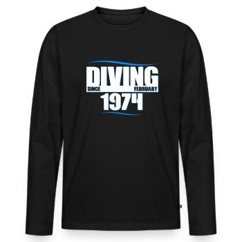 Diver Birthday - Diving since February 1974 - Men's Premium Organic Long Sleeve Shirt - black - Front - Nico (187cm)