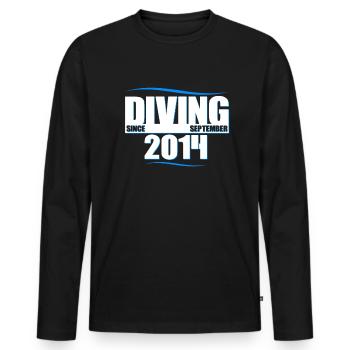 Diver Birthday - Diving since September 2014 - Men's Premium Organic Long Sleeve Shirt - black - Front - Nico (187cm)