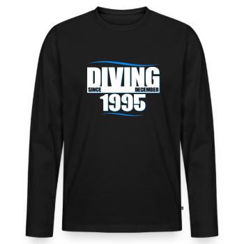 Anniversaire du plongeur - Plongée depuis décembre 1995 - T-shirt manches longues Premium bio Homme - noir - Devant - Nico (187cm)