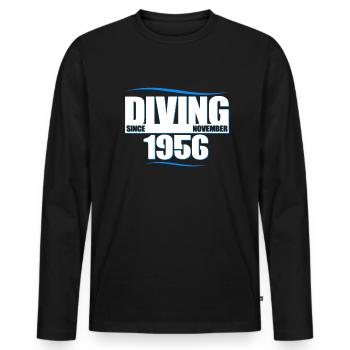Diver Birthday - Diving since November 1956 - Men's Premium Organic Long Sleeve Shirt - black - Front - Nico (187cm)