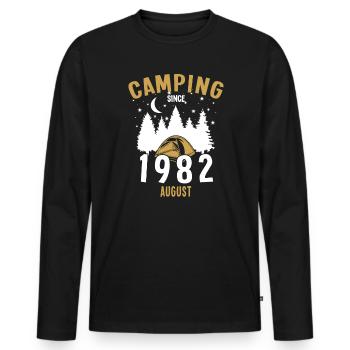 Anniversaire: Camping depuis août 1982 Camping - T-shirt manches longues Premium bio Homme - noir - Devant - Nico (187cm)