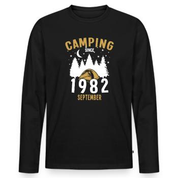 Anniversaire: Camping depuis septembre 1982 Camping - T-shirt manches longues Premium bio Homme - noir - Devant - Nico (187cm)