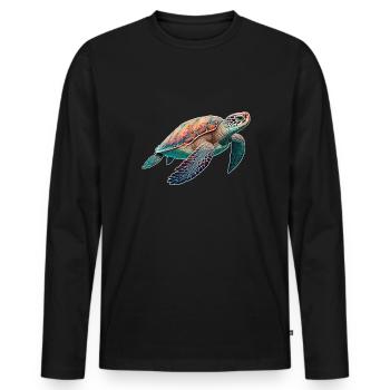 Turtle - Turtle - Diving - Sea - Men's Premium Organic Long Sleeve Shirt - black - Front - Nico (187cm)