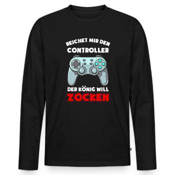 Zocken Konsole Reichet mir den Controller Gamer - Männer Premium Bio Langarmshirt - Schwarz - Vorne - Nico (187cm)