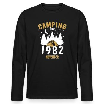 Anniversaire: Camping depuis novembre 1982 Camping - T-shirt manches longues Premium bio Homme - noir - Devant - Nico (187cm)