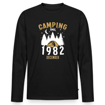 Anniversaire: Camping depuis décembre 1982 Camping - T-shirt manches longues Premium bio Homme - noir - Devant - Nico (187cm)