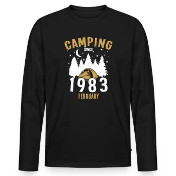 Anniversaire: Camping depuis février 1983 Camping - T-shirt manches longues Premium bio Homme - noir - Devant - Nico (187cm)