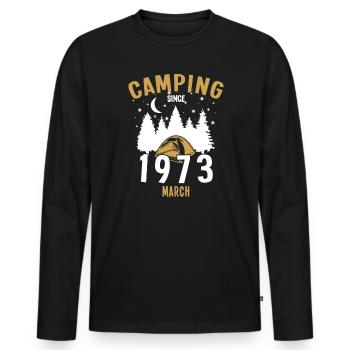 Anniversaire: Camping depuis mars 1973 Camping - T-shirt manches longues Premium bio Homme - noir - Devant - Nico (187cm)