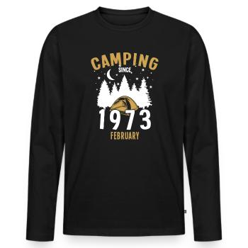 Anniversaire: Camping depuis février 1973 Camping - T-shirt manches longues Premium bio Homme - noir - Devant - Nico (187cm)