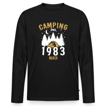 Anniversaire: Camping depuis mars 1983 Camping - T-shirt manches longues Premium bio Homme - noir - Devant - Nico (187cm)