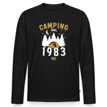 Anniversaire: Camping depuis mai 1983 Camping - T-shirt manches longues Premium bio Homme - noir - Devant - Nico (187cm)