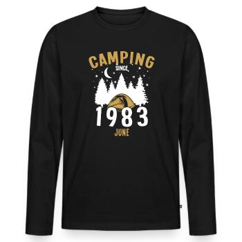 Anniversaire: Camping depuis juin 1983 Camping - T-shirt manches longues Premium bio Homme - noir - Devant - Nico (187cm)
