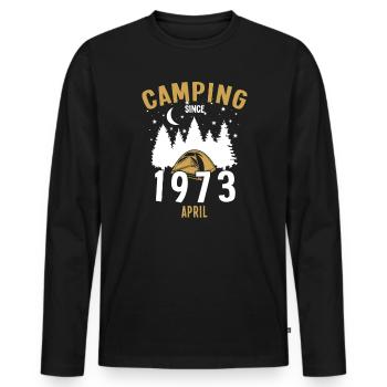 Anniversaire: Camping depuis avril 1973 Camping - T-shirt manches longues Premium bio Homme - noir - Devant - Nico (187cm)