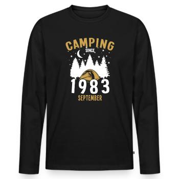 Anniversaire: Camping depuis septembre 1983 Camping - T-shirt manches longues Premium bio Homme - noir - Devant - Nico (187cm)