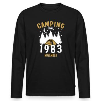 Anniversaire: Camping depuis novembre 1983 Camping - T-shirt manches longues Premium bio Homme - noir - Devant - Nico (187cm)