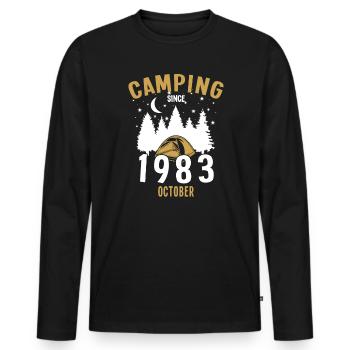 Anniversaire: Camping depuis octobre 1983 Camping - T-shirt manches longues Premium bio Homme - noir - Devant - Nico (187cm)