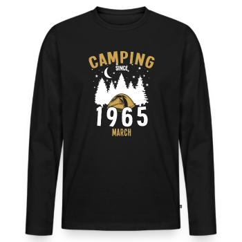 Anniversaire: Camping depuis mars 1965 Camping - T-shirt manches longues Premium bio Homme - noir - Devant - Nico (187cm)